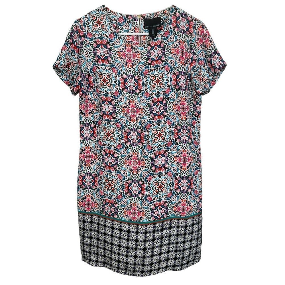 Cynthia Rowley Women Multicolor Paisley Print Shift Dress Size 6 Short Sleeve